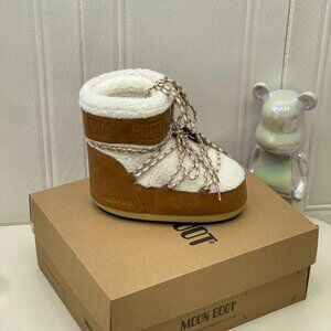Moon Boot White and Brown Shearling Boots